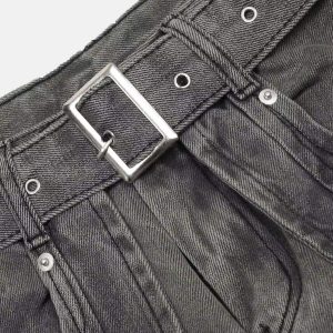 Concert Outfit Distressed Punk Jeans With Metal Belt