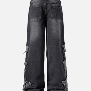 Concert Outfit Distressed Raw Edge Baggy Jeans