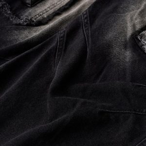 Concert Outfit Distressed Raw Edge Cargo Drawstring Barrel Jeans