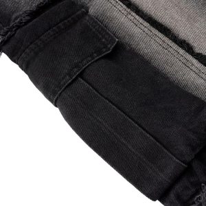 Concert Outfit Distressed Raw Edge Cargo Drawstring Barrel Jeans