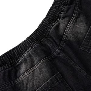 Concert Outfit Distressed Raw Edge Cargo Drawstring Barrel Jeans