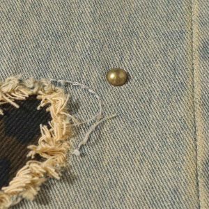 Concert Outfit Distressed Raw Edge Patch Jeans