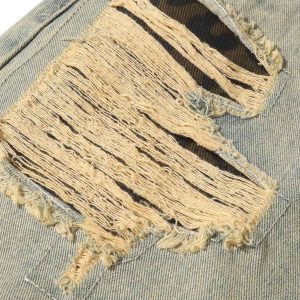 Concert Outfit Distressed Raw Edge Patch Jeans