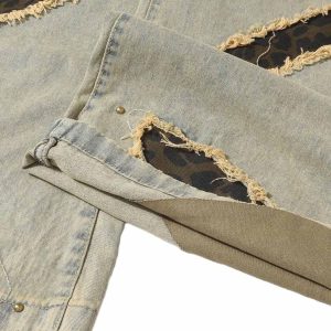 Concert Outfit Distressed Raw Edge Patch Jeans