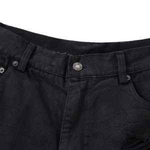 Concert Outfit Distressed Ripped Black Denim Shorts