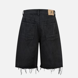 Concert Outfit Distressed Ripped Black Denim Shorts