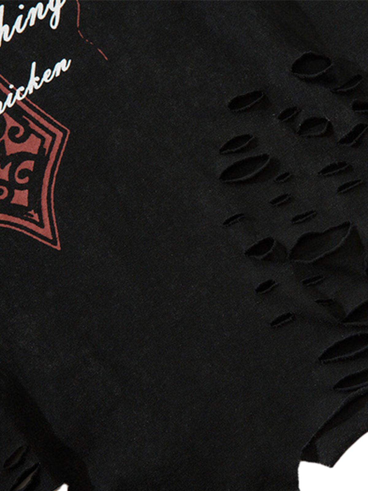 Concert Outfit Distressed Ripped Graphic Cross Print Vest Concert Outfit Distressed Ripped Graphic Cross Print Vest