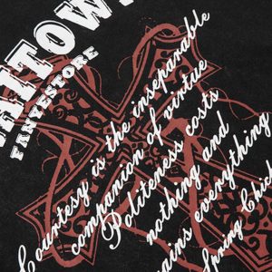 Concert Outfit Distressed Ripped Graphic Cross Print Vest