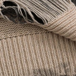 Concert Outfit Distressed Ripped Two-Piece Oversized Pullover Sweater