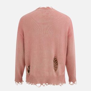 Concert Outfit Distressed Ripped Two-Piece Oversized Pullover Sweater