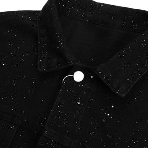 Concert Outfit Distressed Sequin Design Denim Jacket