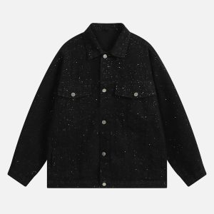 Concert Outfit Distressed Sequin Design Denim Jacket