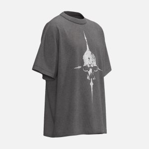 Concert Outfit Distressed Skull Cross Graphic T-Shirt