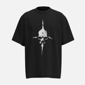 Concert Outfit Distressed Skull Cross Graphic T-Shirt