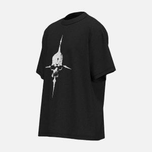 Concert Outfit Distressed Skull Cross Graphic T-Shirt