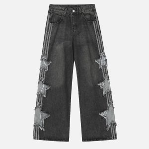 Concert Outfit Distressed Star Patch Jeans