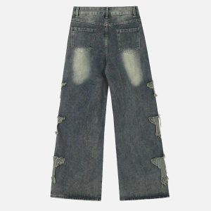 Concert Outfit Distressed Star Patch Jeans