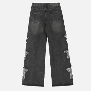 Concert Outfit Distressed Star Patch Jeans