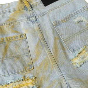 Concert Outfit Distressed Tie-Dye Denim Shorts