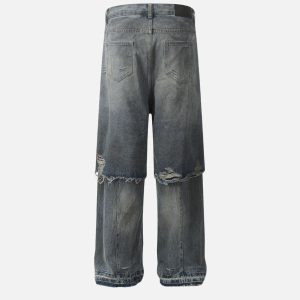 Concert Outfit Distressed Two Layer Baggy Jeans