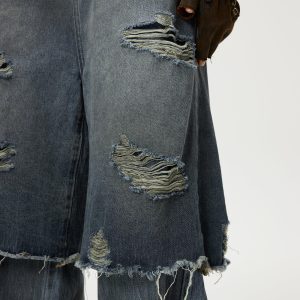 Concert Outfit Distressed Two Layer Baggy Jeans