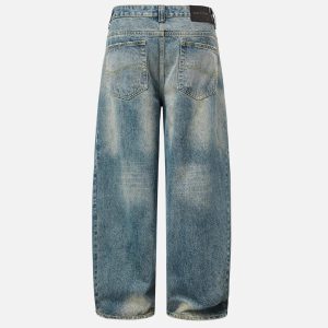 Concert Outfit Distressed Washed Barrel Jeans