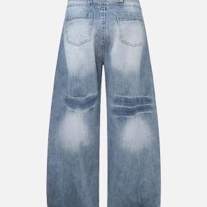 Concert Outfit Distressed Washed Deconstructed Barrel Jeans