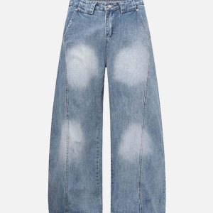 Concert Outfit Distressed Washed Deconstructed Barrel Jeans
