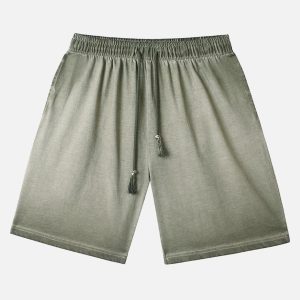 Concert Outfit Distressed Washed Drawstring Shorts