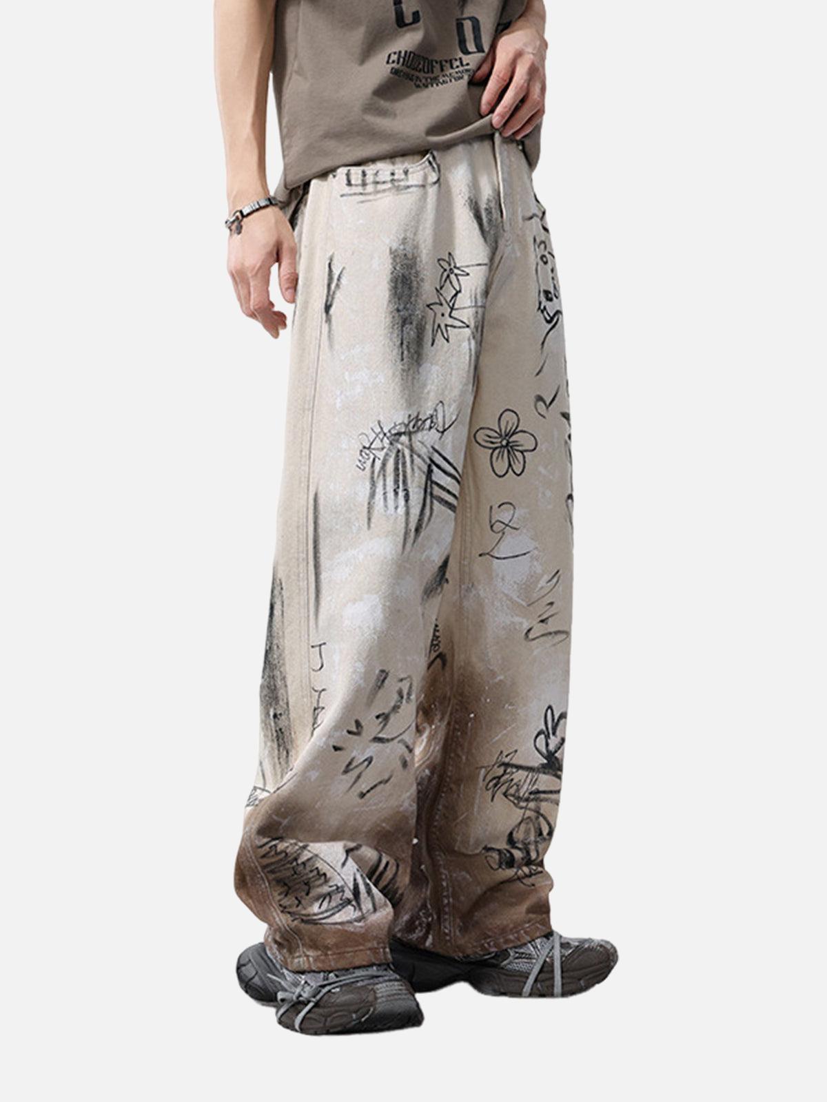 Concert Outfit Distressed Washed Graffiti Baggy Jeans Concert Outfit Distressed Washed Graffiti Baggy Jeans