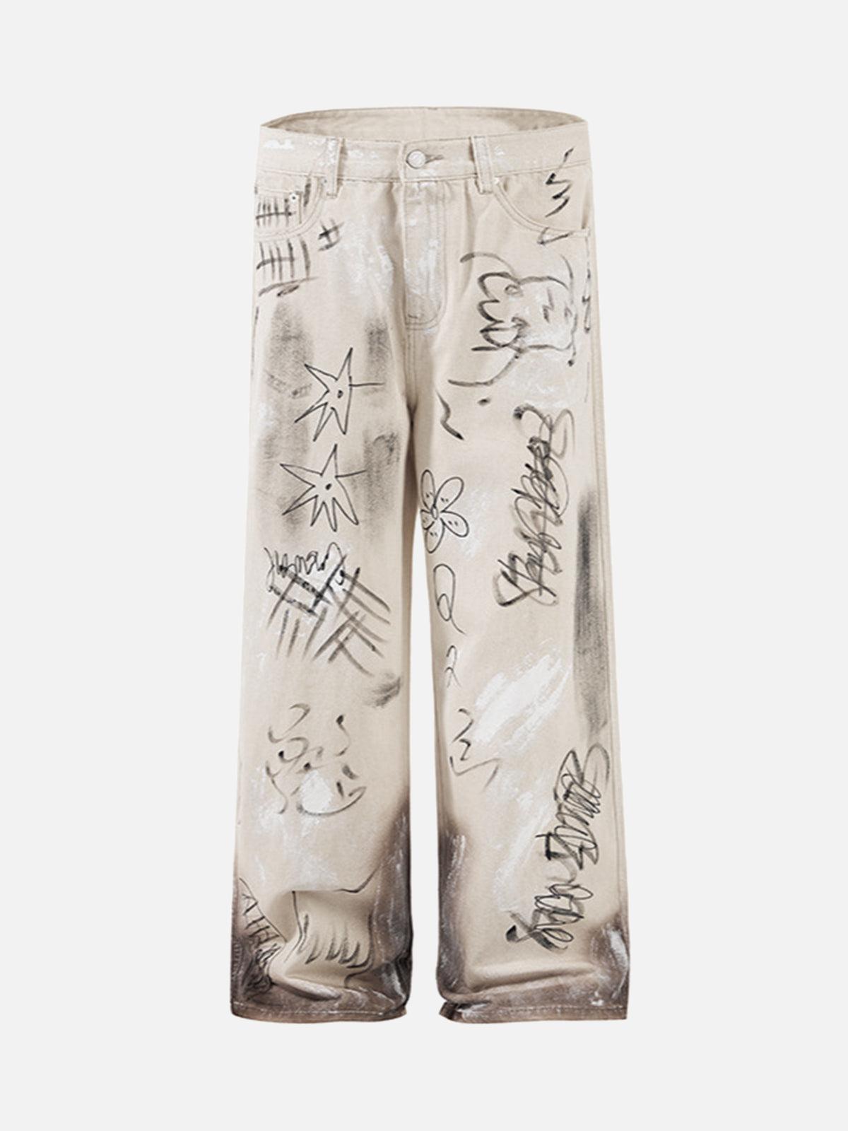 Concert Outfit Distressed Washed Graffiti Baggy Jeans Concert Outfit Distressed Washed Graffiti Baggy Jeans