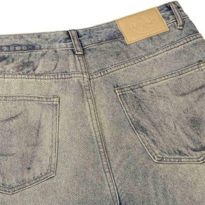 Concert Outfit Distressed Washed Ink Splashed Straight Jeans