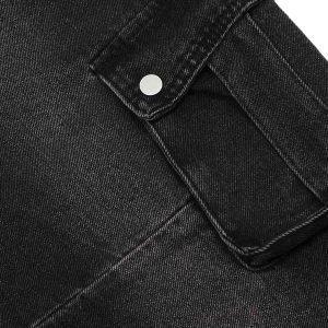 Concert Outfit Distressed Washed Multi-Pocket Cargo Jeans