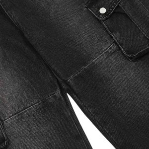 Concert Outfit Distressed Washed Multi-Pocket Cargo Jeans