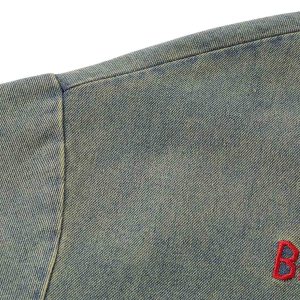 Concert Outfit Distressed Washed Patchwork Gradient Denim T-Shirt