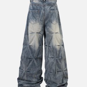 Concert Outfit Distressed Washed Pleated Jeans