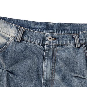 Concert Outfit Distressed Washed Pleated Jeans