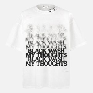 Concert Outfit Distressed Washed Ripped Tee