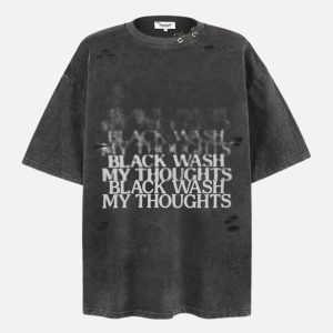 Concert Outfit Distressed Washed Ripped Tee