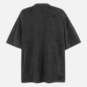 Concert Outfit Distressed Washed Ripped Tee