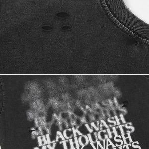 Concert Outfit Distressed Washed Ripped Tee