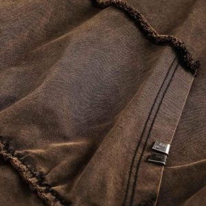 Concert Outfit Distressed Washed Rivet Hooded Denim Sweatshirt