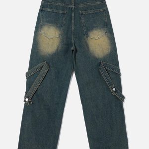 Concert Outfit Distressed Washed Stitching Jeans
