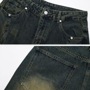 Concert Outfit Distressed Washed Stitching Jeans