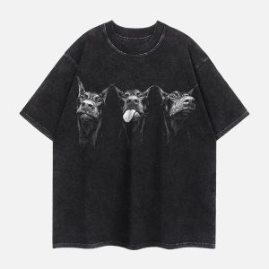 Concert Outfit Doberman Print Washed Vintage T-Shirt