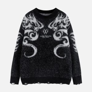 Concert Outfit Dragon Mohair Jacquard Sweater