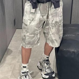 Concert Outfit Drawstring Camouflage Cargo Shorts