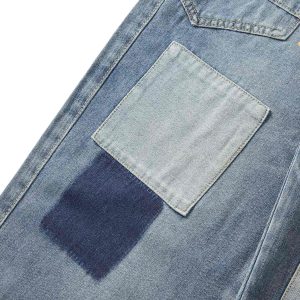 Concert Outfit Drawstring Denim Patch Washed Jeans