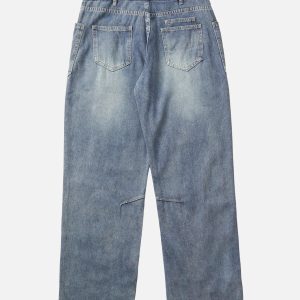 Concert Outfit Drawstring Denim Patch Washed Jeans