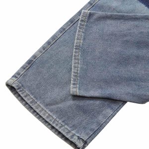 Concert Outfit Drawstring Denim Patch Washed Jeans